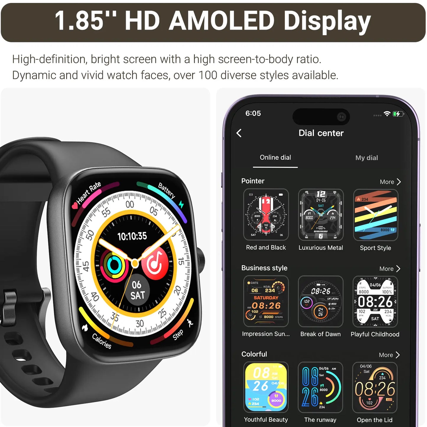 TOZO S7 Smartwatch – Bluetooth Call, AMOLED HD Display, 100+ Sports Modes & Health Tracking