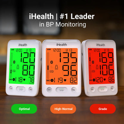 iHealth Bluetooth Blood Pressure Monitor – HSA/FSA Eligible, Large Cuff, Color Display & Dual User Memory