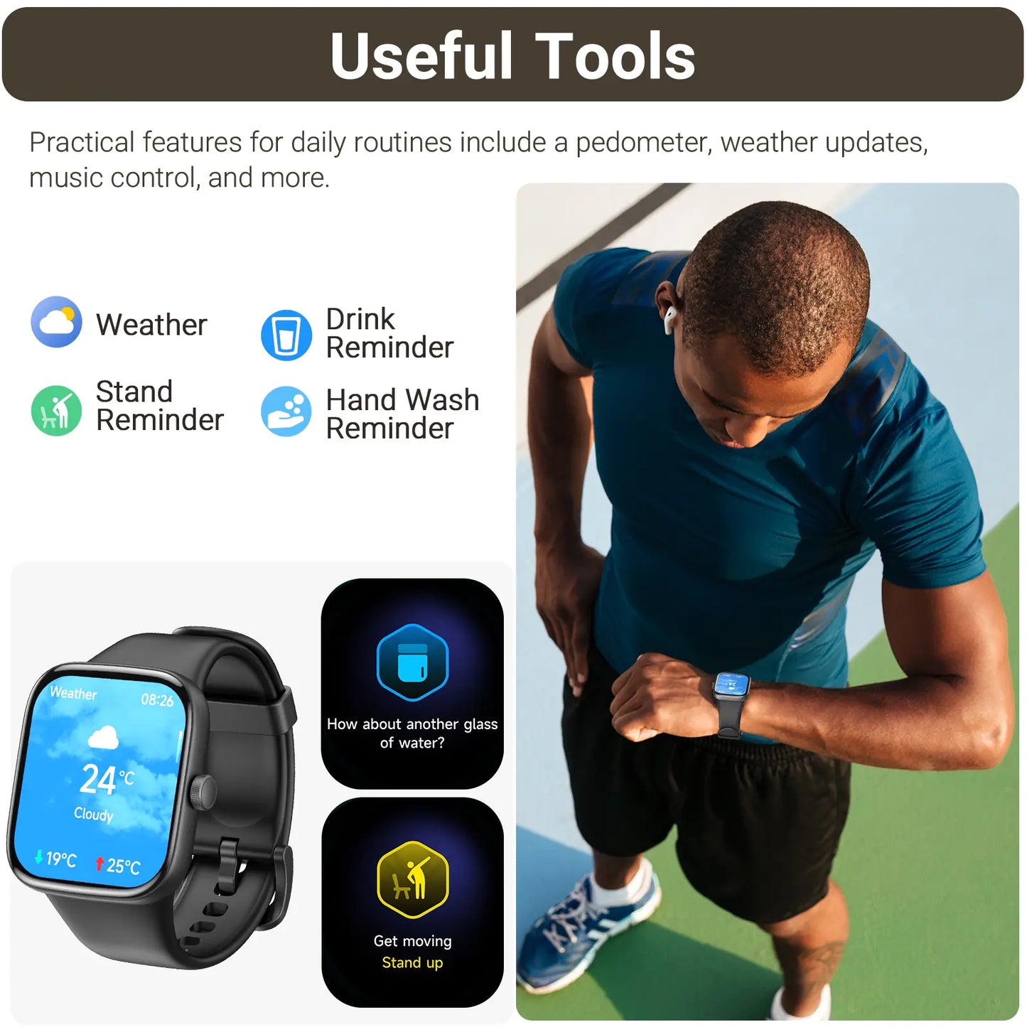 TOZO S7 Smartwatch – Bluetooth Call, AMOLED HD Display, 100+ Sports Modes & Health Tracking