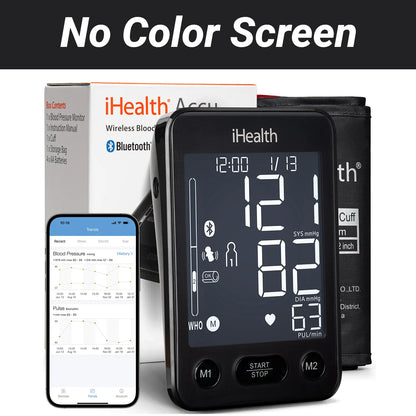iHealth Bluetooth Blood Pressure Monitor – HSA/FSA Eligible, Large Cuff, Color Display & Dual User Memory